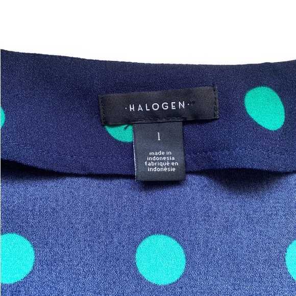 Halogen Blue and Green Polka Dot Long Sleeve Wrap Shirt L - Picture 2 of 4